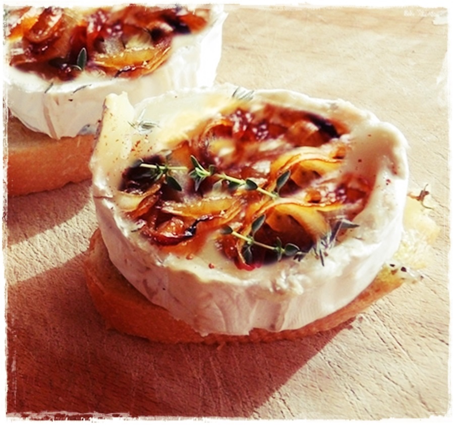 brie baked with sweet and tender onions